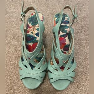 High heeled wedge sandals